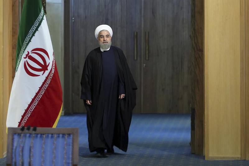 Den iranske presidenten Hassan Rouhani ankommer en pressekonferanse Tehran, Iran 17. januar 2016.
