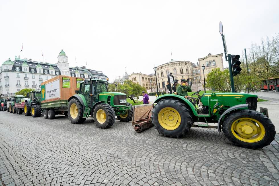 Nye traktoraksjonar som denne kan potensielt finne stad dersom det ikkje blir semje med staten i forhandlingane om jordbruksoppgjeret. Foto: Terje Pedersen / NTB / NPK