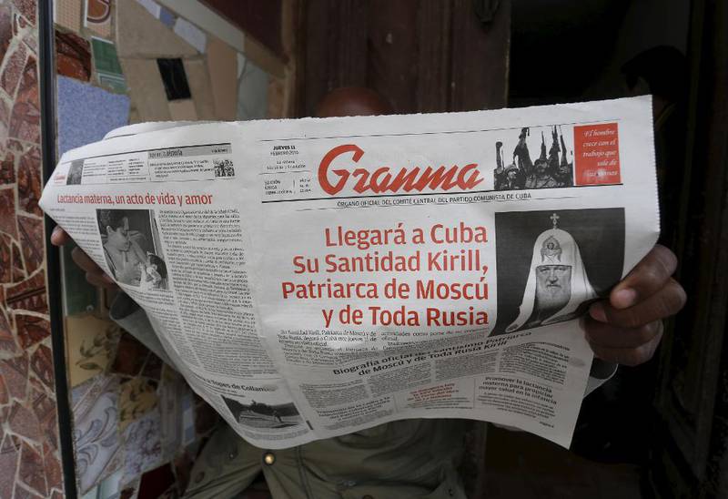 Kubanske aviser har brei deknings av kyrkjetoppmøtet.