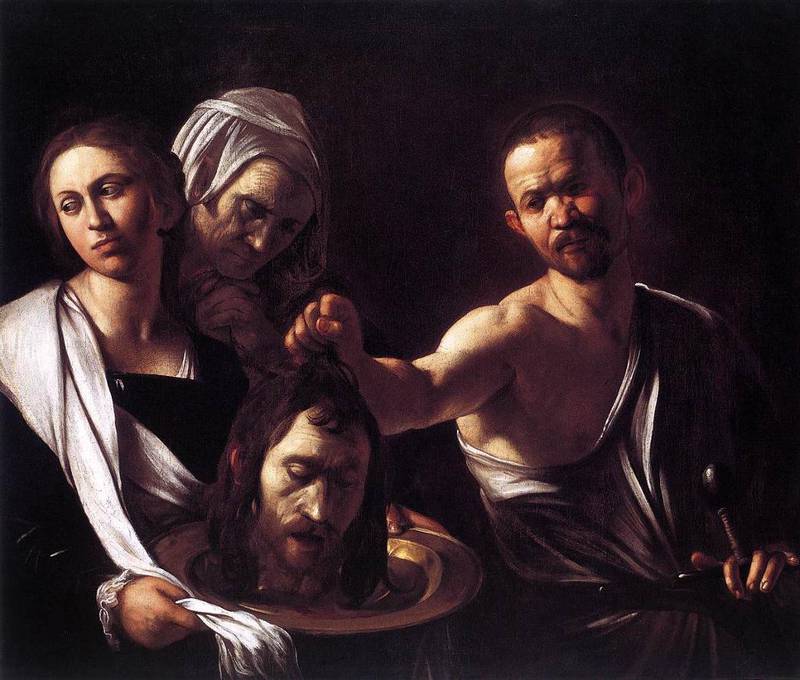 Johannes døperen i kunsten: Salome med Johannes' hode av Michelangelo Caravaggio.