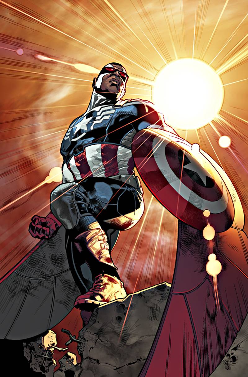 Afroamerikanske Sam Wilson, som er superhelten The Falcon, har erstattet Captain America i Marvels univers.