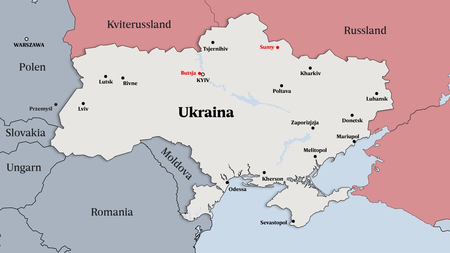 Kart ukrainske byer