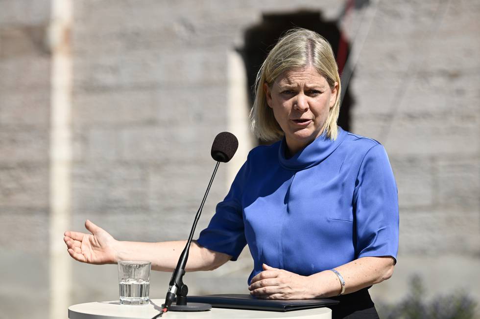 Sveriges statsminister Magdalena Andersson (S) nektet søndag å svare på om utlevering av 73 «terrorister» til Tyrkia er en del av Nato-avtalen med landet. Foto: Henrik Montgomery / TT via AP / NTB