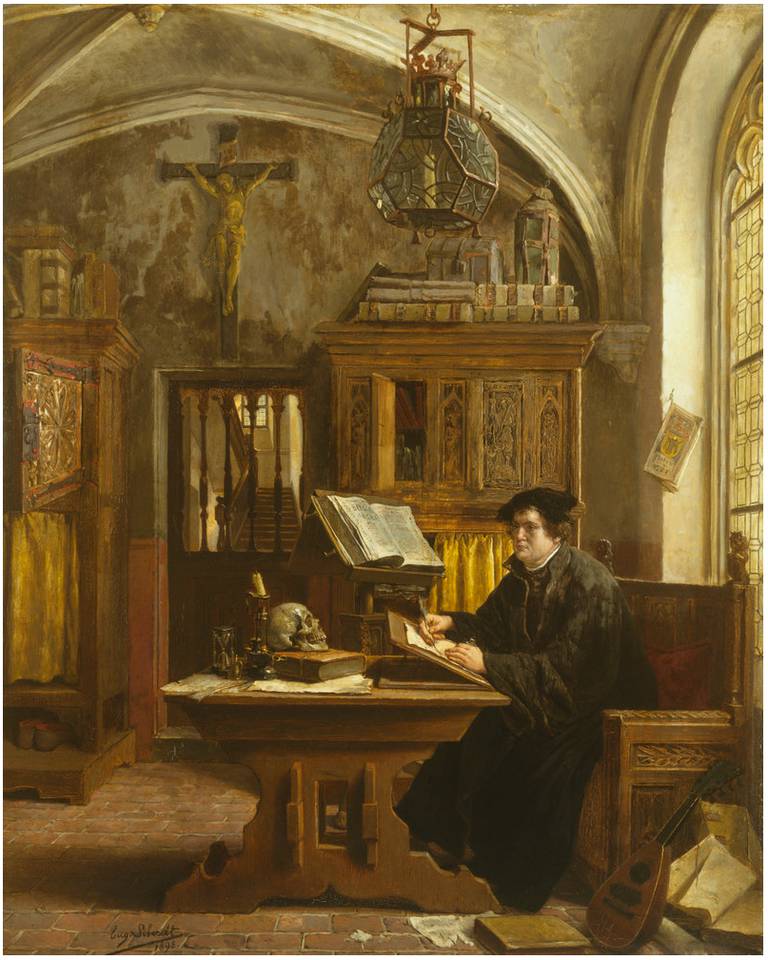 «Martin Luther Translating the Bible», maleri av Eugène Siberdt (1898)