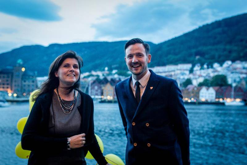 Marita Moltu, KrFs ordførerkandidat i Bergen, og Dag Inge Ulstein, byrådslederkandidat.