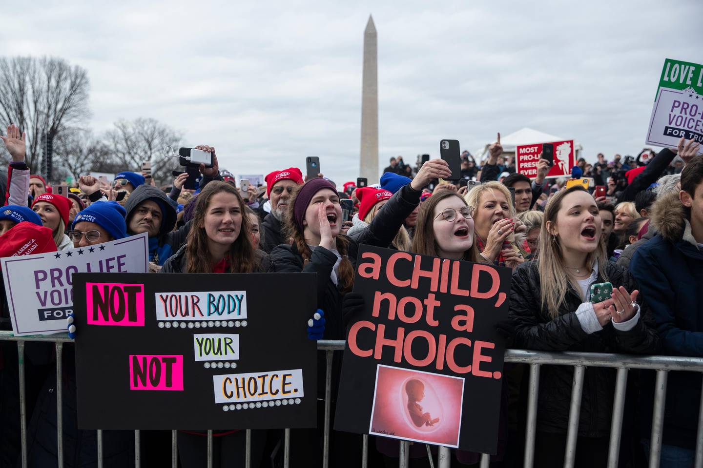 Supporters cheer as President Donald Trump speaks during the annual "March for Life" rally on the National Mall, Friday, Jan. 24, 2020, in Washington. (AP Photo/ Evan Vucci)