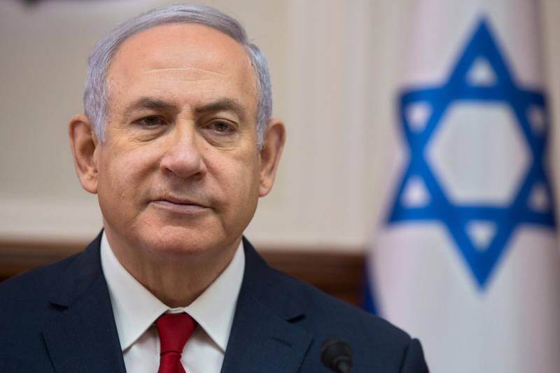 Israeli Prime Minister Benjamin Netanyahu chairs the weekly cabinet meeting at the Prime Minister's office in Jerusalem, Sunday, Feb. 17, 2019. (AP Photo/Sebastian Scheiner, Pool)