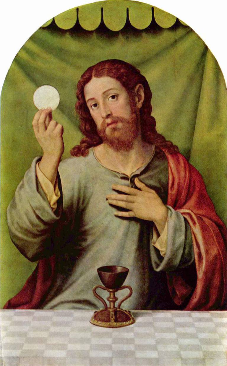 Christ as eucharistic redeemer. Malt av Juan de Juanes  (–1579)