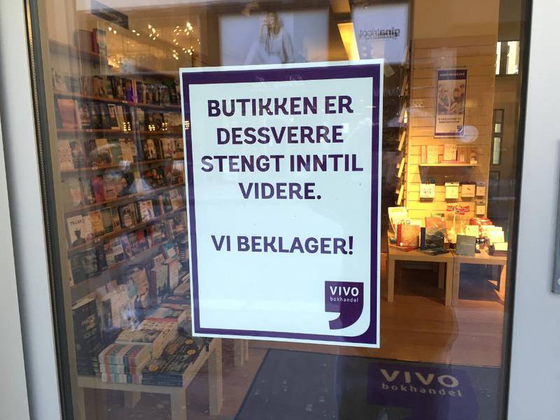 Vivo Bokhandel i Akersgata i Oslo er stengt i dag.