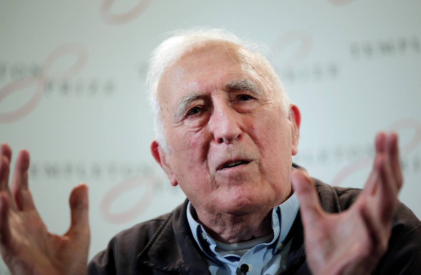 FILE - In this file photo dated Wednesday, March 11, 2015, showing Jean Vanier, the founder of L'ARCHE, an international network of communities where people with and without intellectual disabilities live and work together, in central London.  An internal report revealed Saturday Feb. 22, 2020, that LArche founder Jean Vanier, a respected Canadian religious figure, sexually abused at least six women.  (AP Photo/Lefteris Pitarakis, FILE)