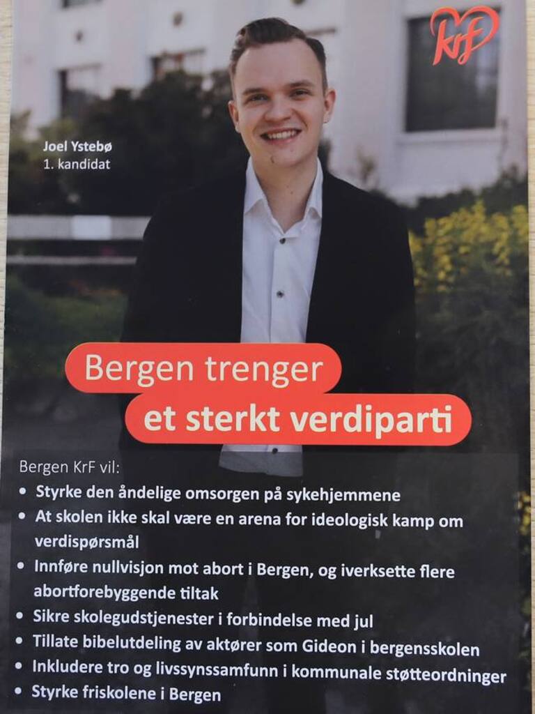 Det er dette flyvebladet fra Bergen KrF innsenderen reagerer på.