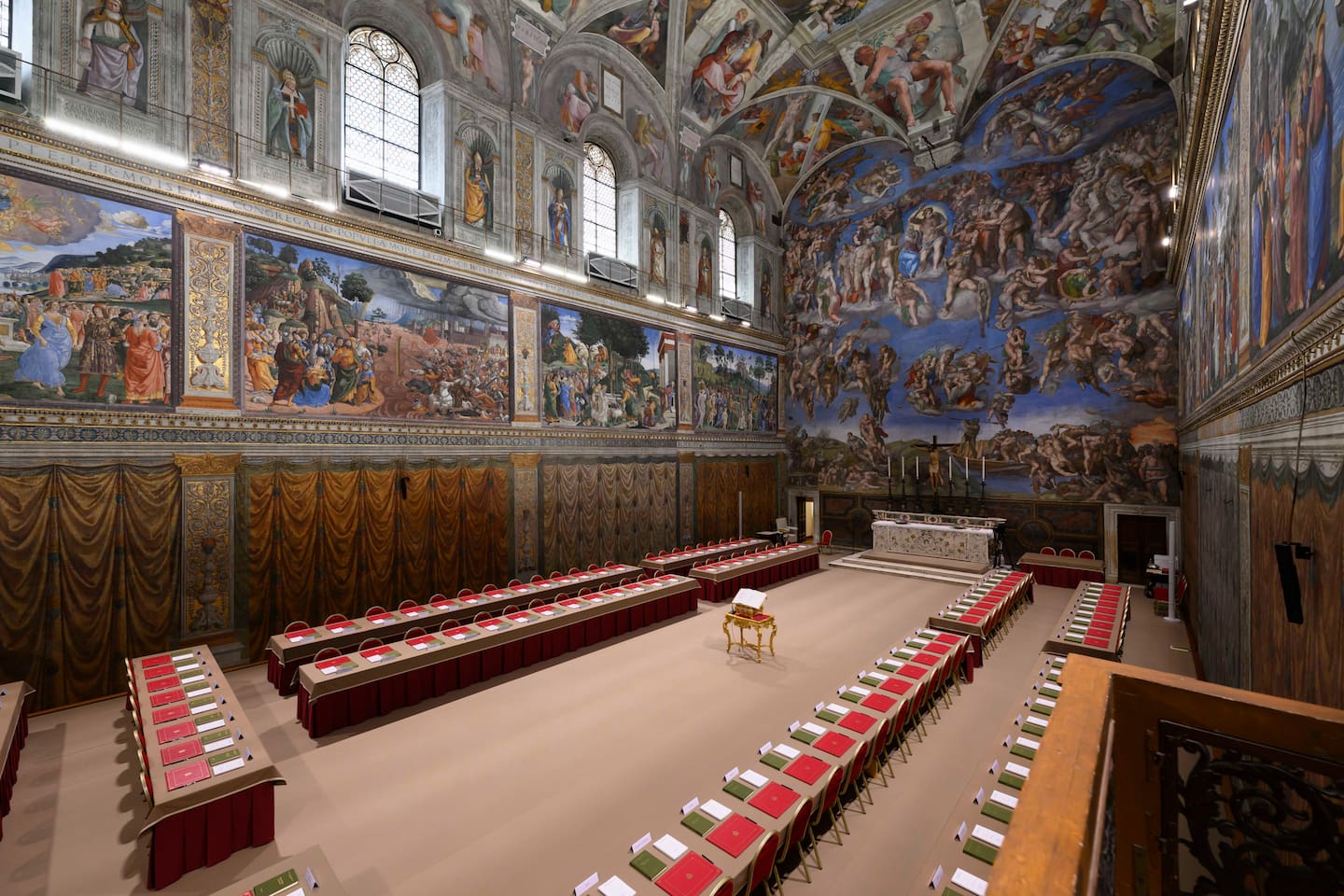 The Sistine Chapel, where cardinals will gather to elect the new pope, is seen Tuesday, May 6, 2025. (Vatican Media via AP)