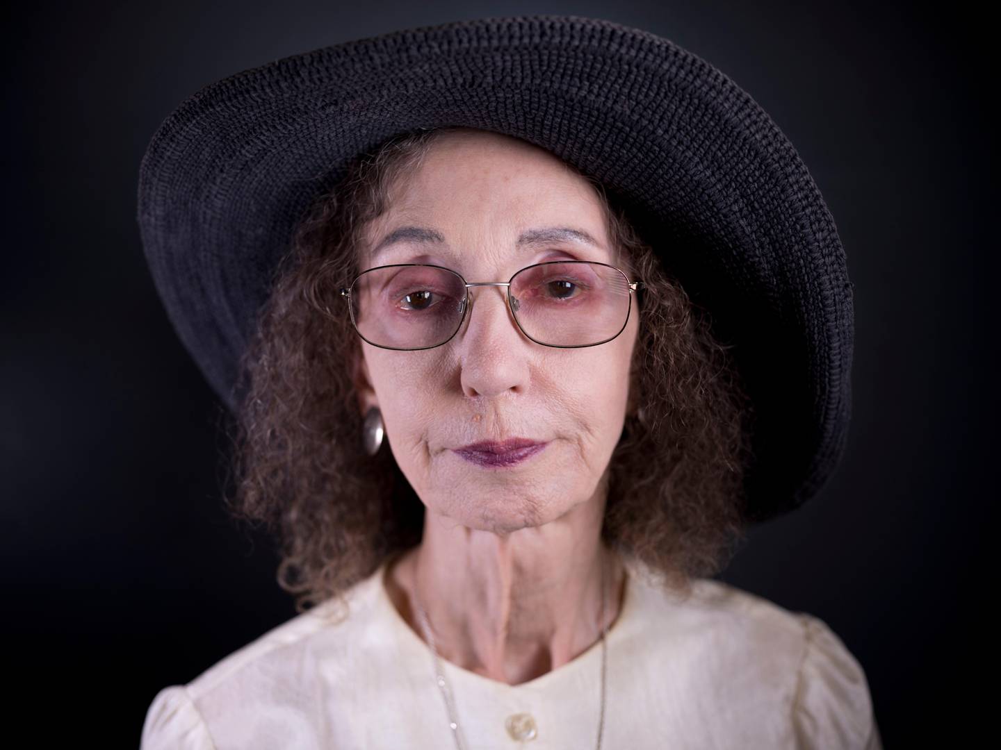 American author Joyce Carol Oates poses for a photo in Jerusalem, Sunday, May 12, 2019. Oates says her family?Äôs denial of its Jewish roots haunted her for decades and has shaped her into the famously prolific writer she is today. Oates, who is making her first-ever trip to Israel to receive the prestigious Jerusalem Prize, said that her Jewish grandmother fled persecution in her native Germany to rural upstate New York in the late 19th century. (AP Photo/Oded Balilty)