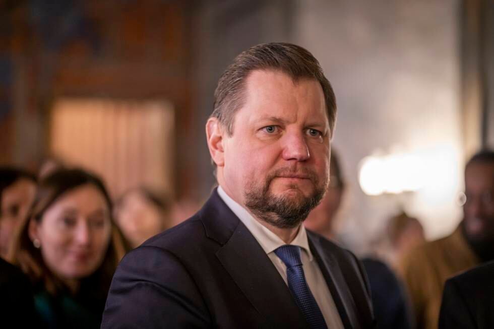 Bildet viser Ukrainas ambassadør til Norge, Vjatsjeslav Jatsiuk. Foto: Heiko Junge / NTB