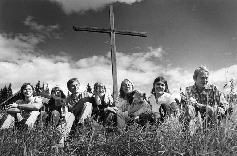 Guds Fred-miljøet stod sentralt i Jesusvekkelsen i Oslo. Her fra Fredens Bolig på Krokskogen i 1978.