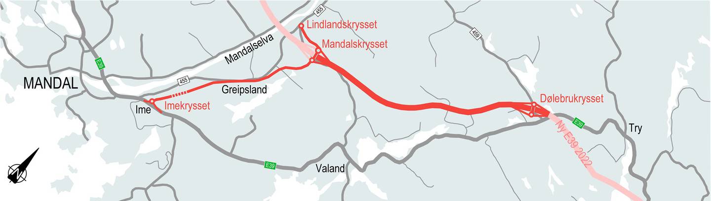 Bygging av E39 Mandal Ø - Mandal by, ferdig i 2021, 13 kilometer