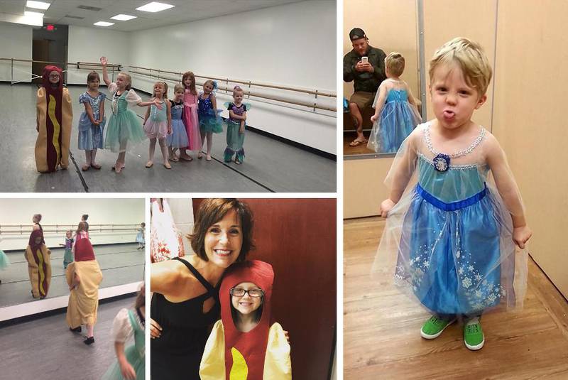 Treåringen Caiden ville være Elsa i Frost på Halloween, mens fem år gamle Ainsley tok på pølsekostyme på danseskolens prinsesseuke. 