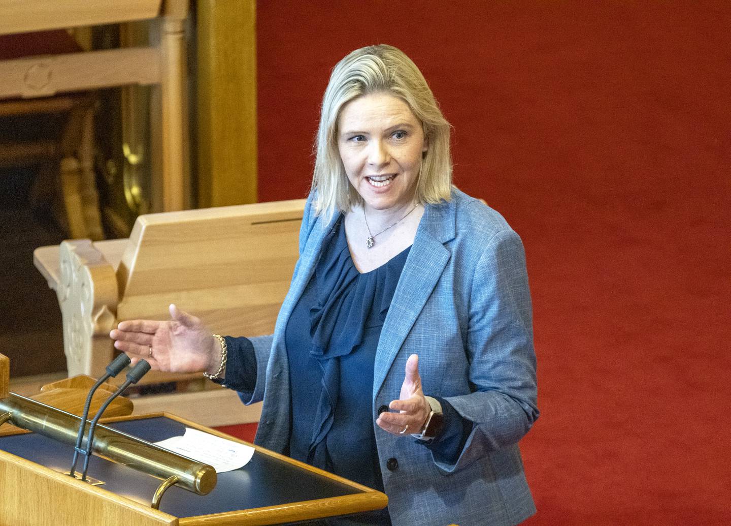 Frps nestleder Sylvi Listhaug i Stortinget tirsdag. Foto: Gorm Kallestad / NTB