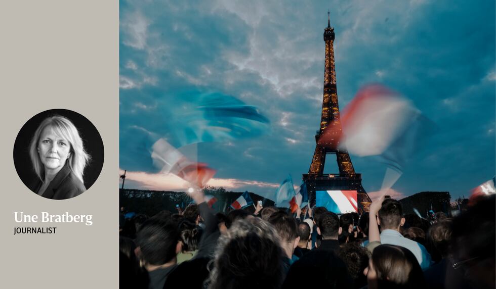 JUBEL: Da Emmanuel Macron møtte jublende tilhengere foran Eiffeltårnet søndag kveld, kunne også Europa puste lettet ut, skriver journalist Une Bratberg i denne analysen.