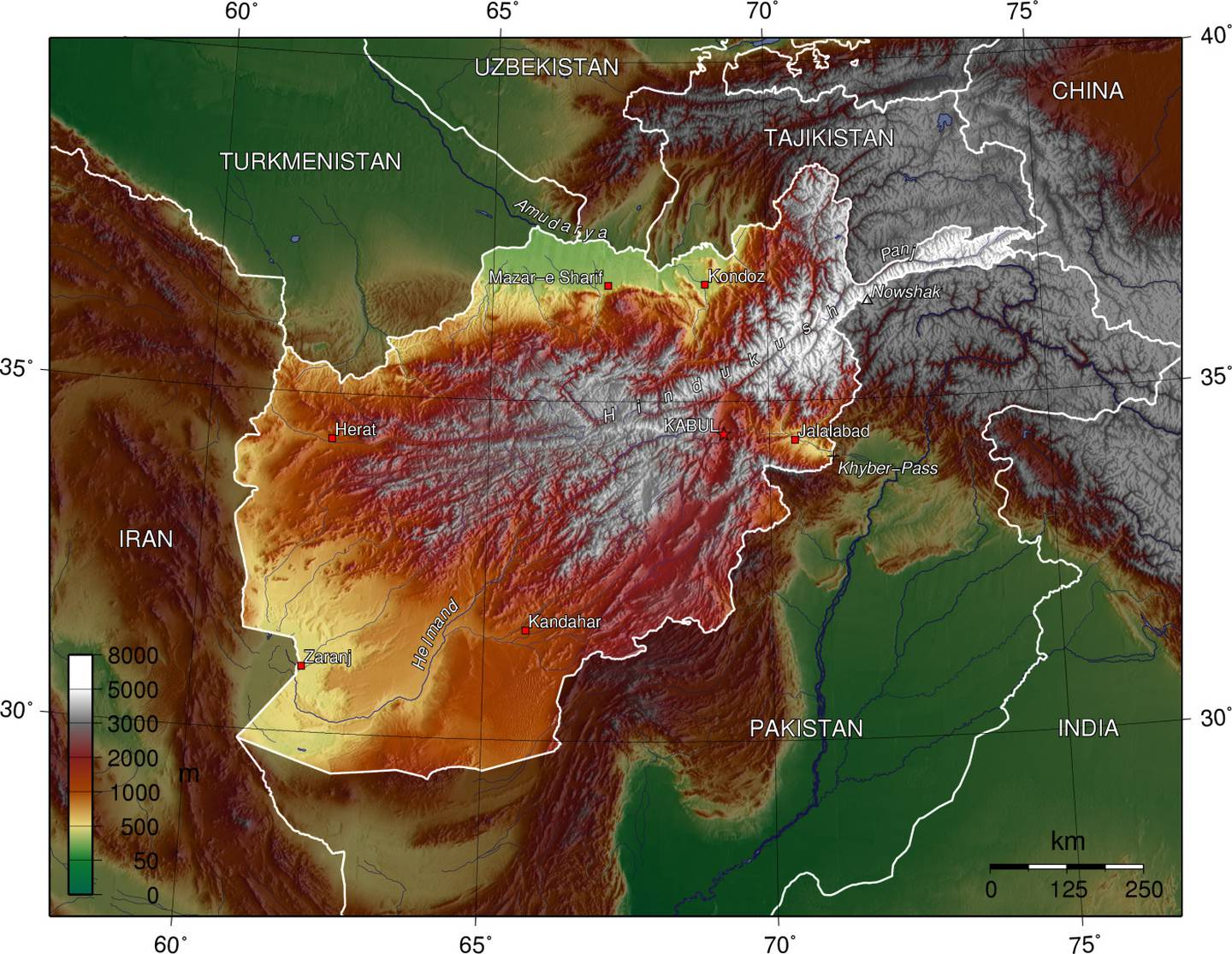 Kart over Afghanistan